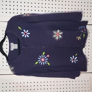 North Style size XL Deep Purple Cardigan Embroidered Cottage-core Vintage Bright